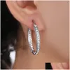 Hoop Huggie Hie Est Luxus Silber Farbe Große Runde Ohrringe Für Frauen Geschenk Mit Österreichischen Kristall Jewelryhoop Hiehoop Drop Lieferung Jewe Dh8Om