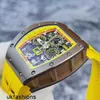 Richardmill Mens and Womens Watches Richardmill RM011 AO RG Ceramic Circle Brown and Yellow Color Matching Chronological Function Hollow Out Automatic Mechan HBC5