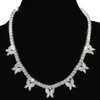 Collier pour femmes, chaîne glacée, chaîne de Tennis papillon, ras du cou, Miami, lien cubain, bijoux scintillants, 302J