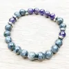 SN1023 Pulseira Masculina Ametista Preto Labradorite Boho Pulseira Cura Jóias Natureza Yoga Pulso Mala Beads Pulseira 2449