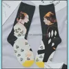 Polainas longas meias mulheres meias de algodão impressão dos desenhos animados moda criativa personalizada novidade inverno quente confortável gota entrega sapatos dhyjc