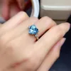 Cluster Rings Love Style Topaz Ring Arrival Natural And Real Blue Finger 925 Sterling Silver Luxury