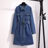 Robes décontractées SuperAen surdimensionné femmes 2023 printemps automne coréen lâche a-ligne robe en denim à manches longues