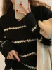 Pulls pour femmes Stripe Knit Pull Pull Femme Épaissir Chaud Lâche Casual Automne Hiver 2023 Manches longues O-Cou Vintage Fashion Tops