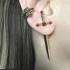 Stud Gothic Kinitial Sword Earrings Vintage Cool Punk Crystal Ear Jacket Goth Dagger Jewelry Gift for Women 230926