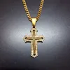 Men's Classic Stainless Steel Mens Chains 18K Real Gold Plated Vintage Latin Christian Cross Pendants Necklaces249y