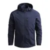 Utomhusjackor huvtröjor Spring och Autumn Thin Solid Color Hooded Work Clothes Militär Fritid Traveljacka Män som klättrar fiske slitage 230926