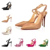 2024 Femmes Designer Sandal Red Bottoms Chaussures à talons hauts Jenlove Alta Bride à la cheville Bout pointu So Me Robe de luxe Pompe Talon Chaussures Sandales d'été avec boîte 35-43EU