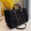 Luxury Classic Fashion Beach Bags Tote Label Pearl Evening Bag Portable Large Capacity Female Designer Canvas Handbag Brand Women Handbags Ladies Backpack CH0927