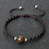 Link Bracelets Handmade Adjustable Brown Rope String For Women Men 10mm Natural Bead Bangles Wristband Couple Friendship Jewelry Gift