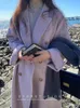 Misto lana da donna Abito a pelo lungo con collo doppio cappotto in cashmere doppiopetto classico da donna 230926
