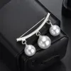 Pearl Fixed Strap Charm Safety Pin Brooch Sweater Cardigan Clip Chain Brooches Jewelry for Women Girl's