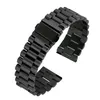 Titta på Bands Superior Black Stainless Steel Band Circle Strap Firm Folding Clasp With Safety Unisex Wristwatch Armband 20mm 22 MM308Y