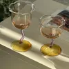 Vinglas i Bell Orchid Form Mouth Glass Cup Transparent Champagne Juice Cocktail Goblet Borosilicate Cups