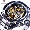 Forsining 2018 Nuovo design originale Golden Gear Movimento scheletro luminoso Mens automatico sportivo orologi da polso Top Brand Luxury2566