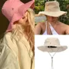 Cappello da secchiello firmato Casquette Bob Cappelli a tesa larga per donna Fedora Berretto sfilacciato spiaggia 10 colori disponibili207m