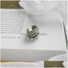 Authentieke 925 Sterling Sier Mtilayer Wrap Open Ringen Voor Vrouwen Nieuwe Vintage Vrouwelijke Verstelbare Statement Ring Sieraden Kettingen Pe Dh7Wz