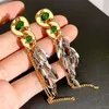 Dangle Earrings Classic Charm Leaves Tassels Earring Exaggerated Style Chain Vintage Cubic Zirconia Jewellery Delicate Trendy Jewelry