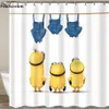 Rideaux de douche jaunes 3d pour salle de bain Série espiègle Rideaux de douche Dessin animé Polyester Rideau de salle de bain imperméable C18112201306y