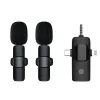 Microphones sans fil 3 en 1 pour iPhone K15, téléphone Android, appareil photo, microphone cravate sans fil, double micro sans fil avec réduction du bruit