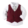 Clothing Sets Boys Suits Blazers Clothes For Wedding Formal Party Striped Baby Vest Shirt Pants Kids Boy Outerwear Set 230927