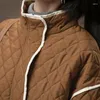 女性のトレンチコートレディーストレンドトレンディスプレッチ冬のビンテージシンプルなオールマッチスタンドカラーレジャーユニセックスルーズデザインストリートウェア