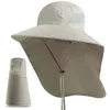 Chapeaux d'extérieur Chapeaux de soleil d'été Protection UV chasse en plein air casquette de pêche pour hommes femmes Camping visière chapeau de seau avec rabat de cou chapeau de pêcheur 230927