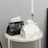 Boîtes à mouchoirs en cuir PU, boîte à serviettes, conteneur en cuir PU, motif marbre, porte-serviettes, sac en papier, pochette cosmétique, organisateur 1261V