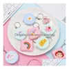 Keychains Lanyards 30 Styles Portable Soft Tape Mät Keychain Square och Circle Cartoon Cute Measure Mini Rer Girl-Length Measur DH1J5