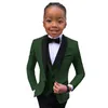 Solid Stylish 4 Pieces Boy's Suit Set Inlucing Jacket Vest Pants and Bow-Tie Wedding Ring Boy Dresswear Tuxedo For Children Children's Suits For Wedding Party