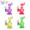 Partihandel mix färgglad mini hookah glas vatten dab rigg bong med 14 mm manlig rökning torr ört tobakskål