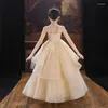 Girl Dresses Champagne Tutu Flower Dress Paljett Spetsar Barn Party Bröllop Födelsedag Formell för Princess First Communion Costume