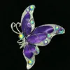 Silberfarbene lila Schmetterlingsbrosche mit Kristallen249T