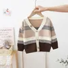 Cardigan Cardigan for Children Striped V-Neck Casual Outerwear Knitted Sweater Top Clothes Boys Sweatshirt Kids Children's Boy Sweater 230927