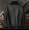 Men's Leather Faux Military Style Black Shearling Jacket Men Plus Size 5XL Natural Sheepskin Winter Thick B3 Bomber Pilot Genuine Coat 230927