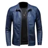 2023 Men's Spring Autumn New Stand Collar Pleated PU Leather Jacket Youth Slim Korean Style Handsome Leather Jacket Men Clothing