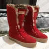 أحذية Snow Boots مصمم فراء منصة أحذية المرأة المصممة أحذية الرجال أحذية كاحل مسطحة مع صندوق NO484