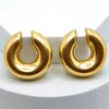 Hoop Earrings Fashion Smooth Round Chunky For Women Men Punk Gold Plated Wide Thick Geometric Metal C Shape Earring Jewelry Gift