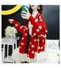 Women's Knits Cherry Green Winter Autumn Women Sweaters Tie Dye V-Neck Long Loose Korean Jumpers Candy Oversized Jacket Female Tops Overcoat