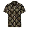 Koszulki męskie kwiatowy Damask Złota czarna koszula plażowa hawajskie bluzki y2k bluzki męskie grafika plus size