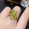 Cluster Rings Luxury Sterling Silver Gemstone Ring For Party 12 Pieces 3mm 4mm Total 1.2ct Natural Tsavorite With Gold Plating