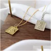 Other 925 Sterling Sier Rose Flower Necklaces Simple Geometric Square Pendant Necklace For Women Joyas De Plata Jewelry Jewelry Neckla Dhrj6