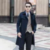 Men's Trench Coats Black Blue Beige 9XL Spring Autumn Mens Long Coat Men Fashion Casual Double-breasted Youth Jacket