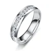 Anneaux de mariage classiques 1 rangée de lignes bijoux en cristal clair mode bague de fiançailles en acier inoxydable pour hommes femmes 3 couleurs choisir