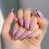 False Nails INS Mesh Red Black Edge Trapezoidal French Nude Nail Patch Enhancements Finished Wearable