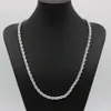 Chaîne de corde classique de 24 pouces, épaisse et solide, en or blanc 18 carats, collier pour femmes et hommes, chaîne à nœud ed 6mm de large, 279K