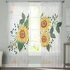 Rideaux transparents en Tulle pour chambre à coucher, en fleurs, tournesol, pour cuisine, bureau, salon, décoration de vacances, 230927