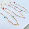 Anklets Fashion Stainless Steel Anklet Colorful Crystal Glass Charms Gold Color Link Cable Chain Women Foot Jewelry 22cm Long 1PC