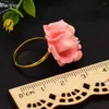 Kolczyki Dangle Pink Coral Flower 18k Pierścień dla kobiet Oryginalny regulowany głupiec prezent Świąteczny Święto Dziękczynienia Walentynkowe karnawał