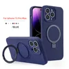 2 I 1 Luxury Liquid Silicone Stand Telefonfodral för iPhone 15 14 13 12 11 Pro Max Magsafe Magnetic Holder Cellphone Back Funda Cover